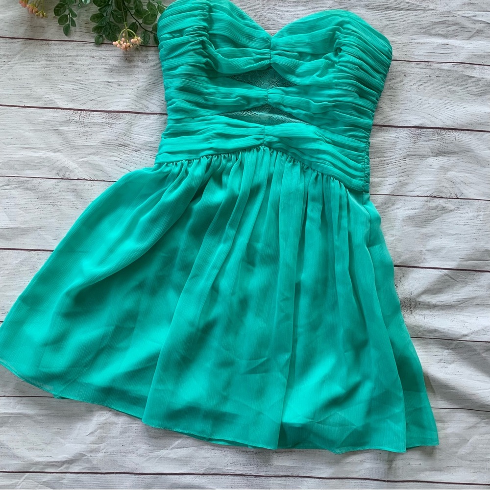 MAX & CLEO turquoise mini cocktail prom dress